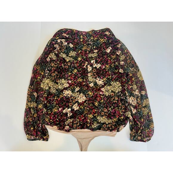 Amanda Uprichard Revolve Hera Floral deep V Romantic Thong Bodysuit Sz XL - Picture 4 of 12